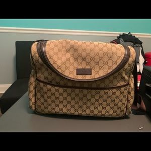 Gucci monogram diaper bag